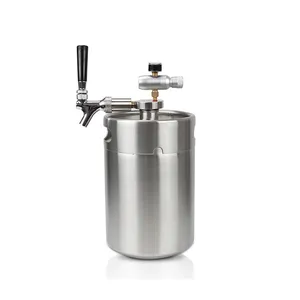 Mini barril de cerveza de acero inoxidable, 2L, 3,6l, 4L, 5L, 10L, dispensador de cerveza, grifo y regulador de CO2