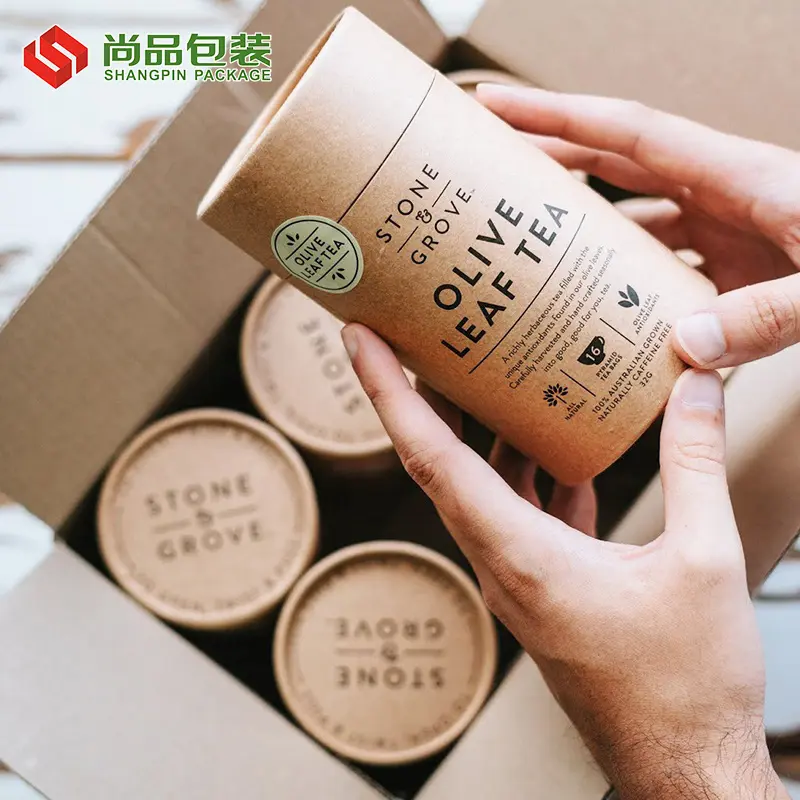 Recipientes de armazenamento ecológico personalizado, tubo de embalagem de chá de café, cilindro redondo, tubos de papel de cartão