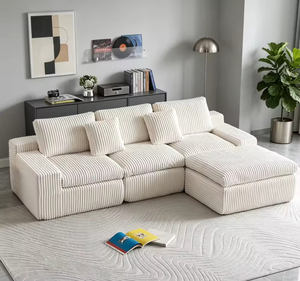 Sofá Cama Moderno de Lujo en Terciopelo en Forma de L, con Funciones Ajustables y Diseño Duradero para Sala de Estar, Sofá sin Estructura - Product Image 1