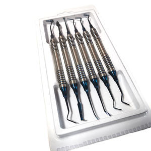 Kit d'outils dentaires manuels en acier au carbone, 6 pièces, pour le nettoyage et le remplissage des dents, avec outil de finition pour résine. - Product Image 3