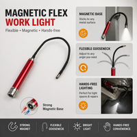 Lampe d'inspection portable en alliage d'aluminium, flexible, à col de cygne, avec LED blanche, alimentée par piles AA, pour travaux automobiles
