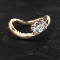 2 Karat Oval Kesim Heykelsi Dalgalar Laboratuvarda Yetiştirilmiş Elmas Nişan Yüzüğü 14K/18K Som Altın IGI Sertifikalı CVD/HPHT Özel Tasarım