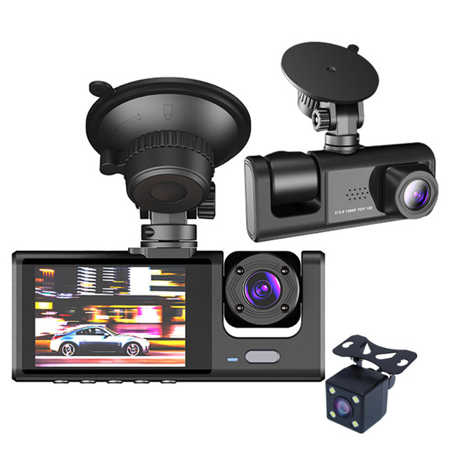 3-lens Dashcam, High-definition Reversing Camera, 3-lens Dashcam, Mobile Phone Connected Car Dashcam