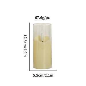 Bougie cylindrique LED coupe-vent, bougie en cire à flamme vacillante simulée avec base en métal pour cheminée de Noël - Product Image 4