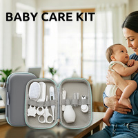 Kit de soins pour bébé 8 pièces : peigne, aspirateur nasal, thermomètre, brosse à poils doux, métal, PP