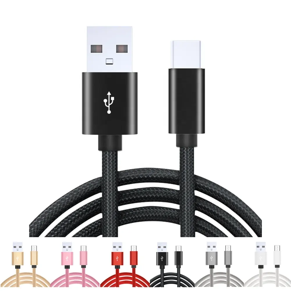 WIK-YT 1M 6Color Nylon Braided Type-c USB Tipo C Charger Cord Usb-c USB Cable