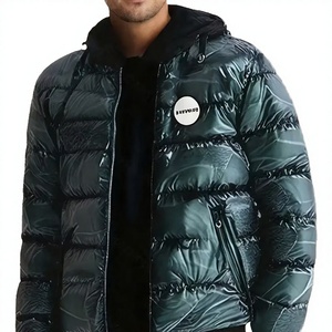 Dropshipping <b>Men's</b> Reversible Glossy Polyester Hooded Casual Autumn Bomber Jacket Zipper | Windproof Breathable | Eco-Friendly - Product Image 2