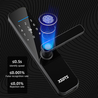 Serrure de porte intelligente électronique XSDTS F5 Tuya Wifi avec empreinte digitale, carte intelligente, mot de passe, clé, déverrouillage, charge d'urgence USB