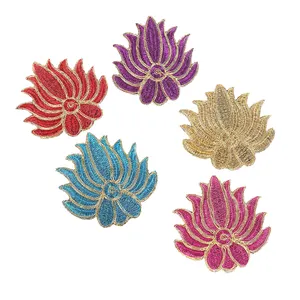 New Design Embroidered Golden Flower Patch Embroidery Patch Iron On Patches