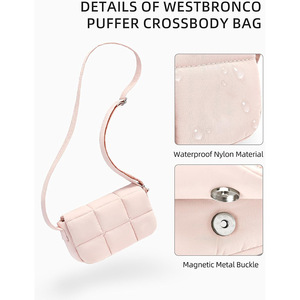 Nuevo Bolso <span class=keywords><strong>Bandolera</strong></span> Pequeño para <span class=keywords><strong>Mujer</strong></span> de <span class=keywords><strong>Amazon</strong></span>, Bolso de Hombro Acolchado de Nailon Ligero, Dos Correas, Cierre de Cremallera, Múltiples Bolsillos - Product Image 4