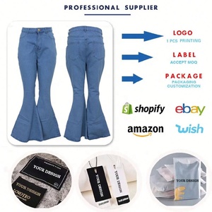 Novedades en Jeans <span class=keywords><strong>de</strong></span> Moda para <span class=keywords><strong>Mujer</strong></span>, Talla Grande, Corte Ajustado, Pierna Ancha, Jeans <span class=keywords><strong>de</strong></span> Mezclilla Elásticos - Product Image 4