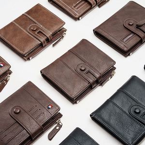 Men's Multifunctional <b>Wallet</b> with <b>Zipper</b> Closure Modern Vintage Style PU Card Holder Coin Purse Open Cardholder Belt Buckle - Product Image 2