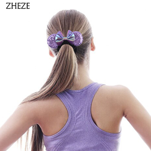 Accessori per Capelli Classici e alla Moda per Bambine, Elastici con Fiocco in Paillettes Pastello e Orecchie di Topolino - Product Image 2