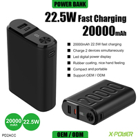 Banco de Energía Portátil Personalizable de 20000mAh con Carga Rápida de 22.5W, Pantalla Digital LED, Sensación Agradable al Tacto, Cargador de Teléfono PD2ACC