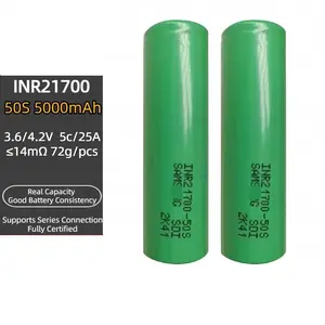 Authentic 3.6V INR21700-50S 21700 5000mAh Max 45A Discharge 21700 High Drain Flashlight Battery For Samsung 21700 50s