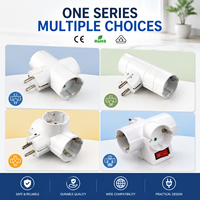 Adaptateur Schuko 3 voies, 3 prises de type F avec mise à la terre, conception de concentrateur central à angle de 90 degrés, 16A 250V, blanc mat, compact