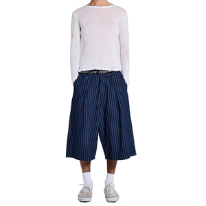 Pantalones Cortos de Mezclilla a Rayas de Estilo Holgado para Hombre, Fabricante Personalizado OEM, Venta al por Mayor, Bermuda de Verano a Rayas, Jorts - Product Image 3