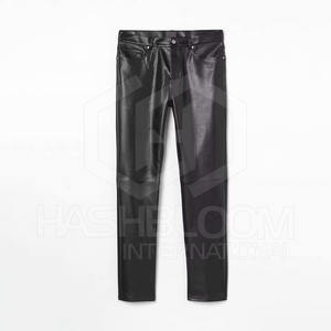 Pantalones informales de piel sintética de cintura alta para hombre de estilo urbano, transpirables, ligeros, rectos, personalizados, pedidos OEM/ODM - Product Image 1