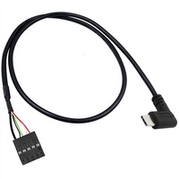 Cable USB 2.0 de 9 pines para panel frontal, conector hembra de 9 pines a USB-C en ángulo recto para actualización del panel frontal del chasis de escritorio