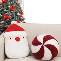 Décoration de Noël coussin confortable en forme de nounours oreiller menthe poivrée conception de canne décoration de la maison