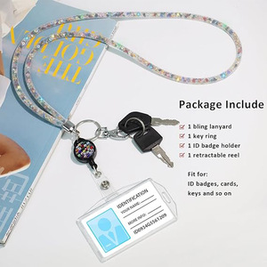 Amazonian fishing <b>net</b> with retractable pull buckle lanyard, double-sided card holder, name tag/ID card lanyard, white/color - Product Image 2