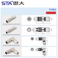 Connecteur étanche M12 pour aviation, droit ou coudé à 90 degrés, à assembler par soudure, 2, 3, 4, 5, 6, 8, 12, 17 broches, mâle ou femelle