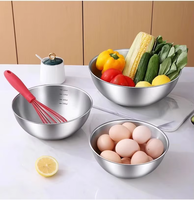 Ensemble de bols mélangeurs en acier inoxydable avec marques de mesure, durables, polis, modernes et minimalistes, pour salades, restaurants et cuisines