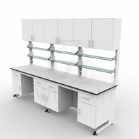 Banc de laboratoire moderne, table de travail industrielle pour laboratoire, poste de travail métallique résistant aux produits chimiques, revêtement en poudre époxy, résistant aux eaux fortement alcalines
