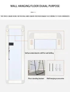 Cermin kamar mandi berbingkai Modern pintar, cermin kamar mandi panjang 4mm, tombol sentuh dinding multifungsi untuk rumah Hotel, kaca dekorasi