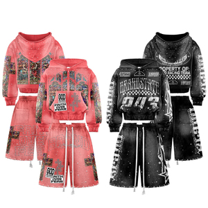 Modern Casual Wear Custom Labels and Bulk Manufacturing Service Men's Two Piece Hoodie and Shorts <b>Set</b> For Sale In Low Price - Product Image 1