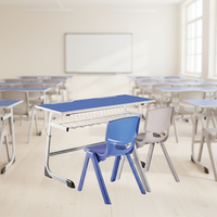 Meubles de classe bon marché, bureau scolaire double combiné, bureau scolaire double pour 2 étudiants, bureau scolaire universitaire double