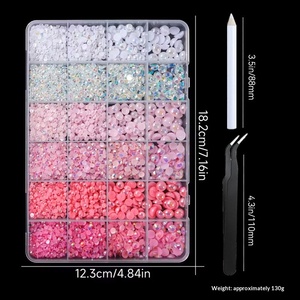 Nuevo Talismán de Uñas en Caja de 24 Compartimentos, Perla Negra de Resina, Base Plana, Diamante, Accesorios de Decoración de Uñas DIY - Product Image 6