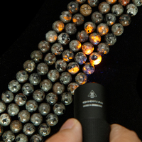 Nouvelles perles de pierre Yooperlite, couleur orange flamme, pierres précieuses lâches rondes pour la fabrication de bracelets et de colliers