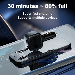 PD 30w 80cm adjustable line power data cable fast charging QC 18w car <b>charger</b> USB type <b>C</b> adapter <b>plug</b> DC 12V-24V universal - Product Image 5