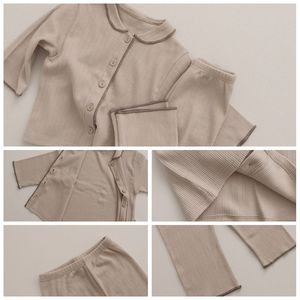 Ensemble décontracté à manches longues pour garçons et filles, pyjamas côtelés, chemises et pantalons, collection printemps 2023 - Product Image 6