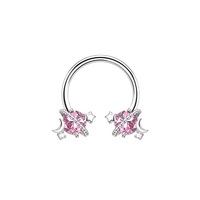 Bague fer à cheval unisexe en cuivre incrustée de zircon, motif planète, étoile à cinq branches et abeille, style européen-américain, très vendue, pour piercing de nez
