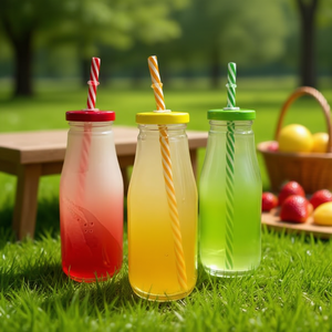 Glass Bottle With Straw And Lid 250Ml For Drinks - Product Image 2