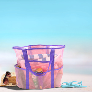 Mesh <b>Storage</b> Bag Large Size 4-6 Compartments Portable Travel <b>Toiletry</b> Organizer Beach Swimwear Bag - Product Image 2