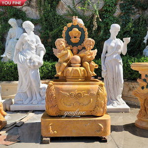 आउटडोर उद्यान संगमरमर करूब मूर्तियों पत्थर की दीवार पानी के फव्वारे - Product Image 2