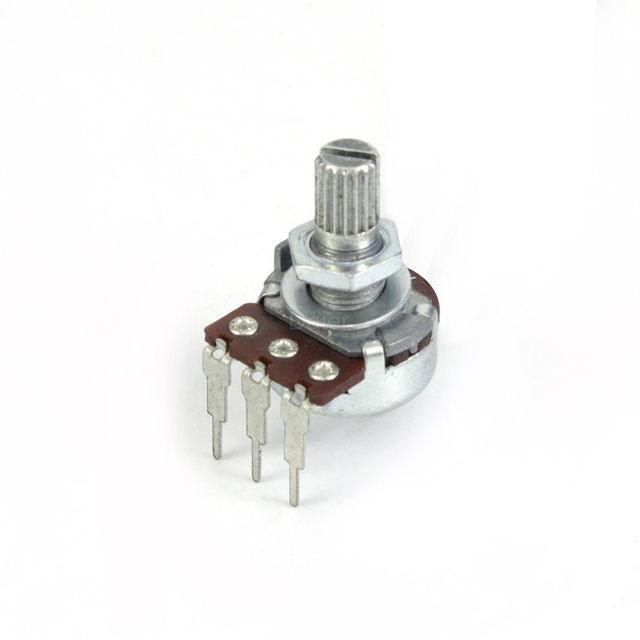 WH148-1A-4-18T Metal Shaft Rotary Audio Potentiometer With 3 Bent Pins