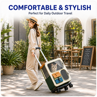 Sac à dos trolley pour animaux de compagnie, sac de transport à roulettes détachable, sac de voyage extérieur en tissu Oxford respirant pour chats et chiens