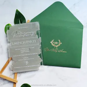 Clear acrylic elegant wedding invitation card with envelope for wedding party custom birthday invitations menu cards