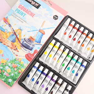 Ensemble de <span class=keywords><strong>peinture</strong></span> <span class=keywords><strong>gouache</strong></span> de 6 ml avec 24 couleurs lavables à l'eau pour la <span class=keywords><strong>peinture</strong></span> à l'initiation des enfants sur toile, papier et verre - Product Image 4