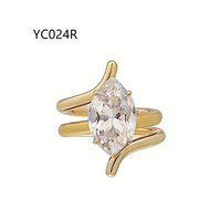 Neuer Stil Einzigartiger und Modischer S925 Reines Silber mit 18k Gold Plattiert Moissanit Mode-Ehering für Frauen