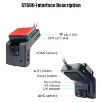 Dispositivo GPS en tiempo real 4G con cámara dual trasera con cable para grabación de video Reproducción de grabadora de video en red