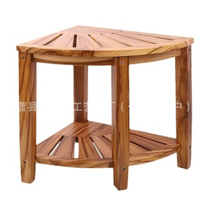 Wood Grain Color Corner Storage <b>Stool</b> Minimalist Design <b>Bamboo</b> Fan Shaped Shower Furniture - Product Image 4