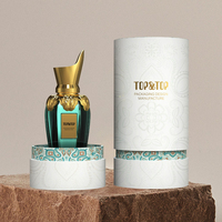 Boîte d'emballage cylindrique personnalisée, boîte de parfum de luxe, boîte de parfum rigide en carton noir et or, emballage cadeau pour parfum