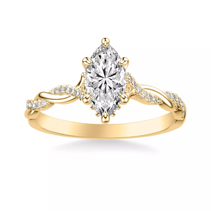 แหวนหมั้นเพชรทรงมาร์คีส์ 14K ทองคำ ประดับเพชรเลี้ยงในห้องปฏิบัติการ พร้อมใบรับรอง IGI ดีไซน์เกลียวแบบอินฟินิตี้ ฝังเพชรด้านข้าง สำหรับผู้หญิง - Product Image 3