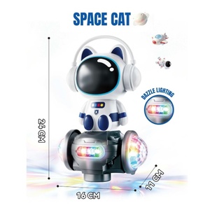 Nouvelle Voiture de Course Électrique Rotative Universelle 2026, Jouet Musical Lumineux LED Coloré, Motif Chat Spatial et Ours Panda, Cadeau d'Anniversaire pour Enfants - Product Image 1