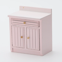 Miniature de cuisine pour maison de poupée : Armoire de jeu, aliments miniatures et modèle de jeu, table de cuisson, évier et armoire combinés